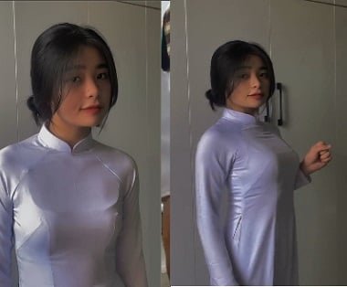 Vào phòng ngủ của em gái áo dài và làm tình trên chiếc giường của tình yêu